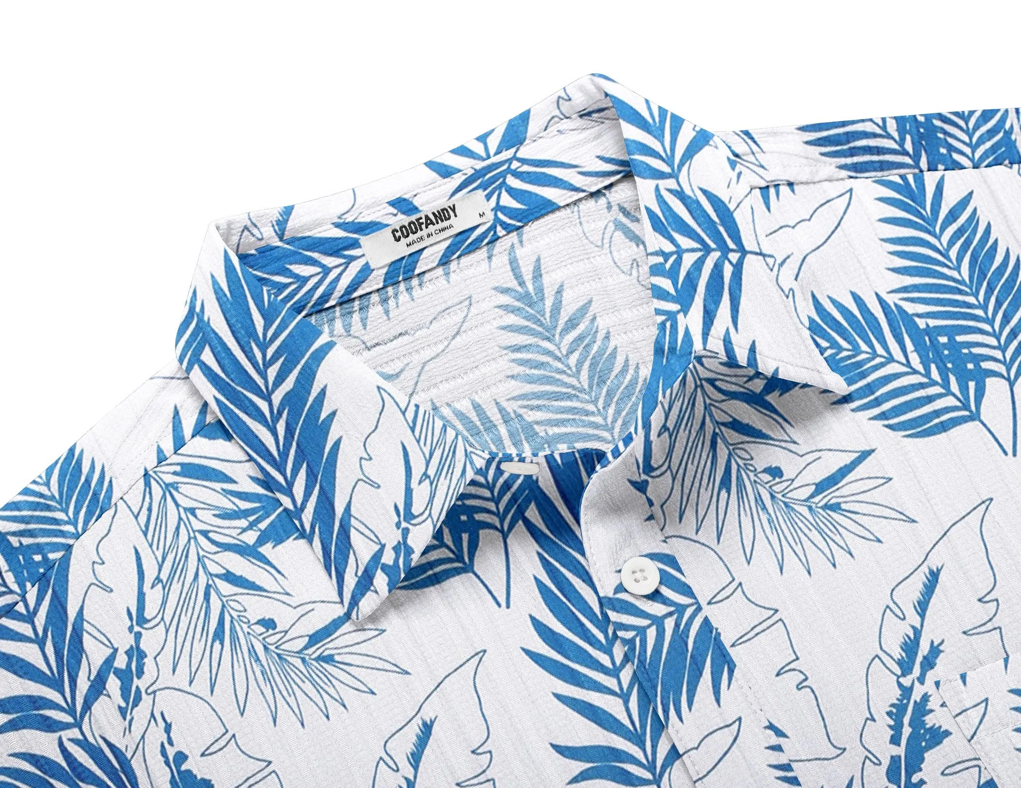 COOFANDY Men's Casual Button Down Shirts Short Sleeve Textured Summer Beach Shirt with Pocket