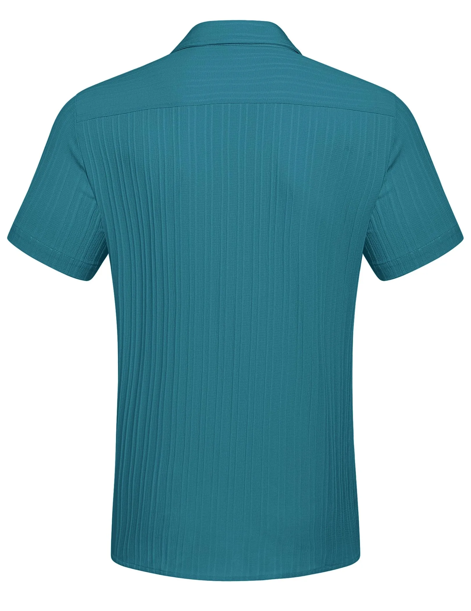 COOFANDY Men's Casual Button Down Shirts Short Sleeve Textured Summer Beach Shirt with Pocket