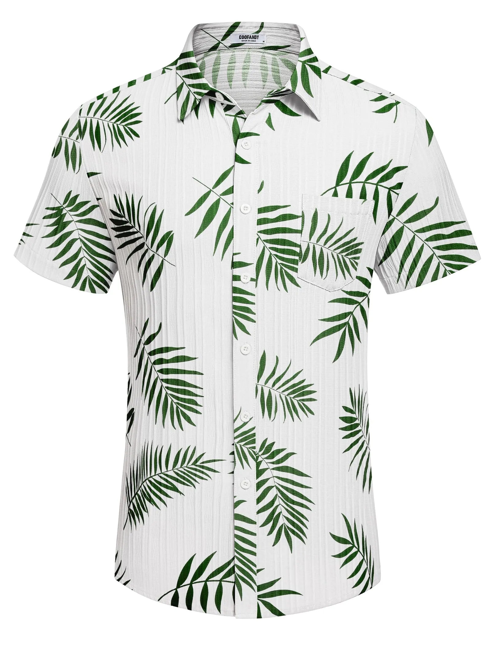 COOFANDY Men's Casual Button Down Shirts Short Sleeve Textured Summer Beach Shirt with Pocket