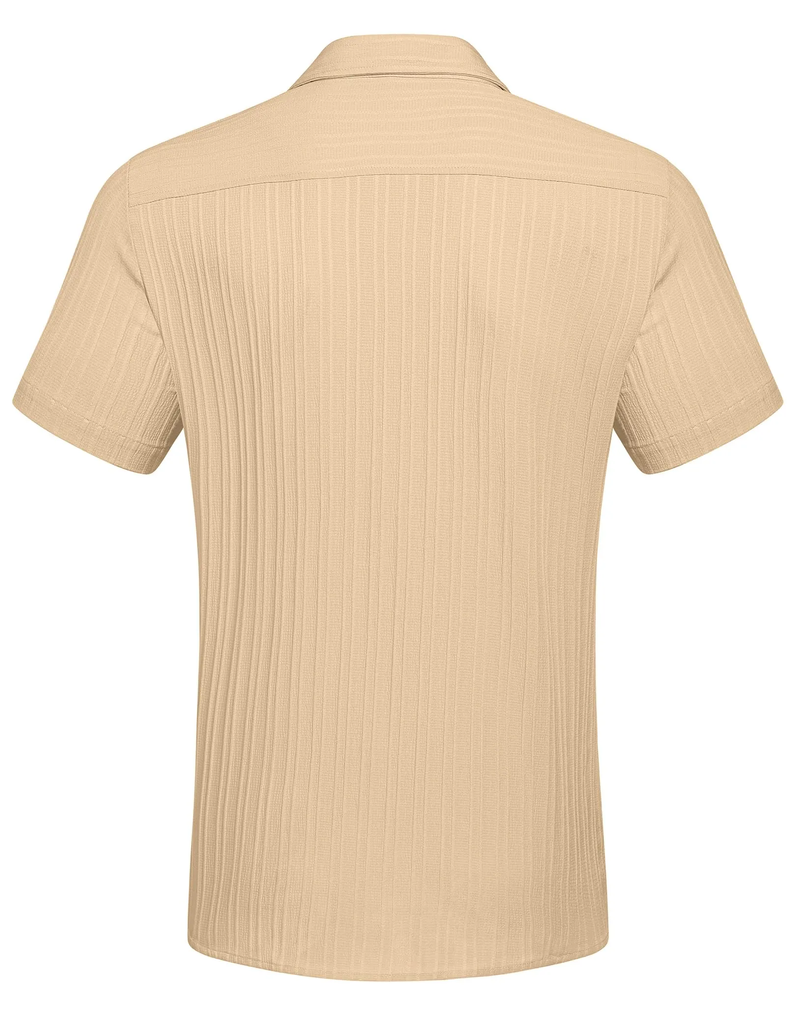 COOFANDY Men's Casual Button Down Shirts Short Sleeve Textured Summer Beach Shirt with Pocket