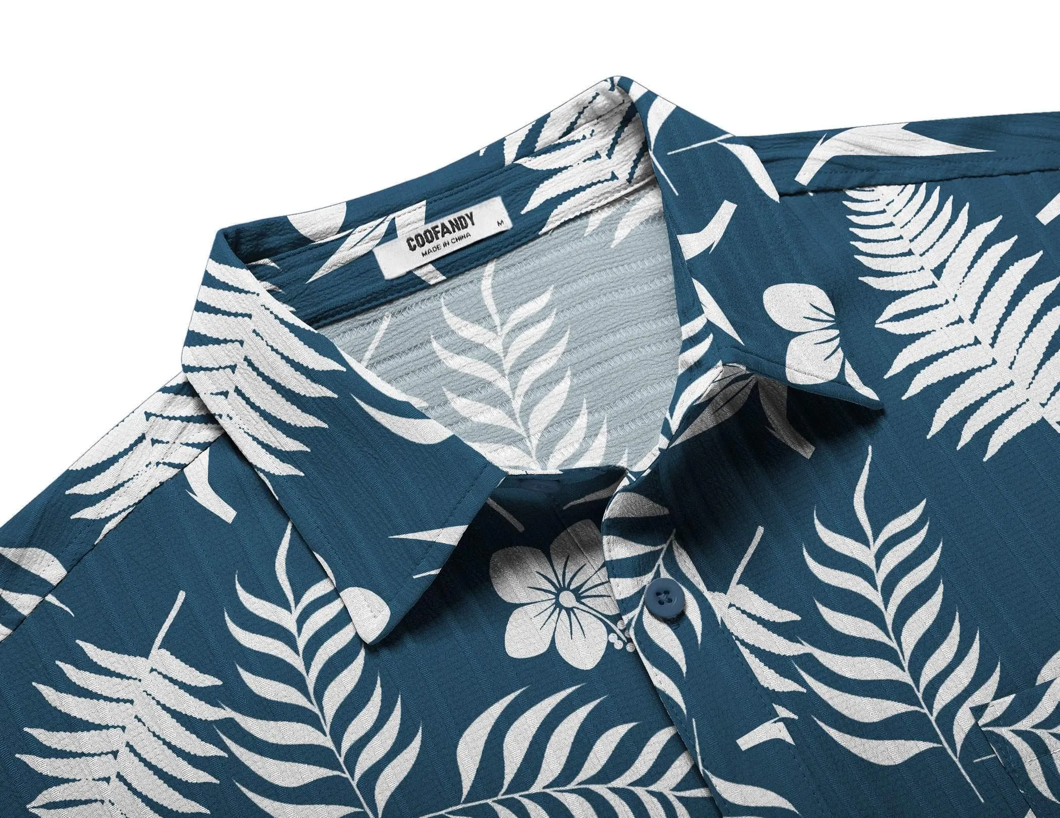 COOFANDY Men's Casual Button Down Shirts Short Sleeve Textured Summer Beach Shirt with Pocket
