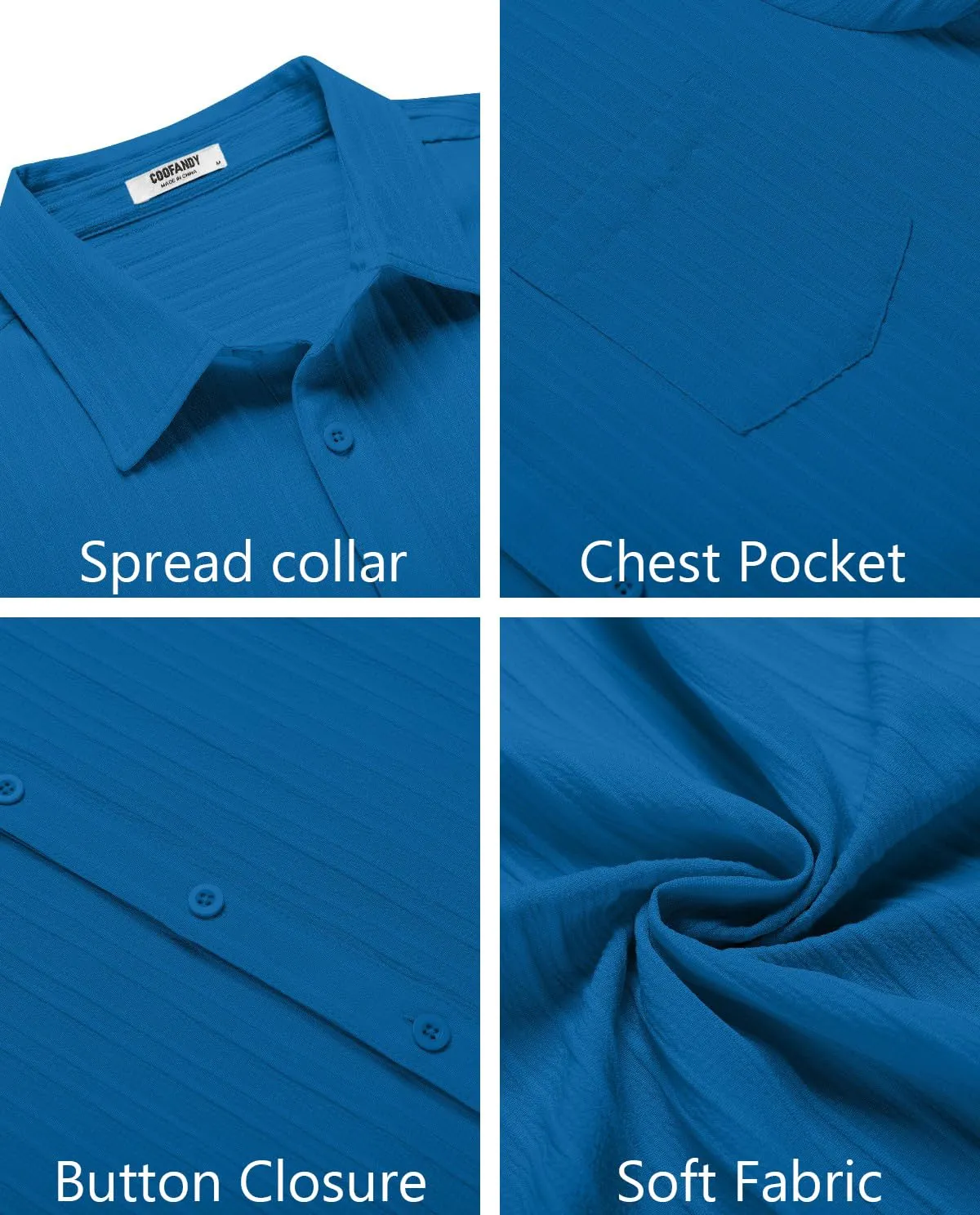 COOFANDY Men's Casual Button Down Shirts Short Sleeve Textured Summer Beach Shirt with Pocket