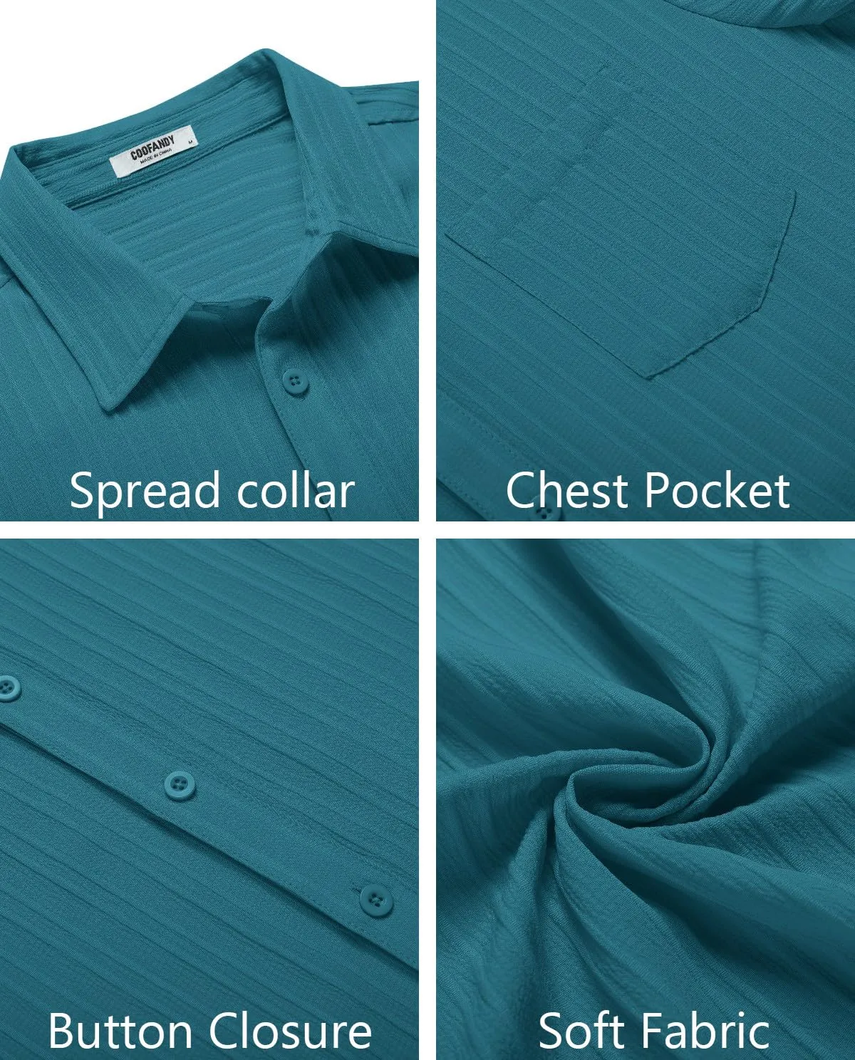 COOFANDY Men's Casual Button Down Shirts Short Sleeve Textured Summer Beach Shirt with Pocket