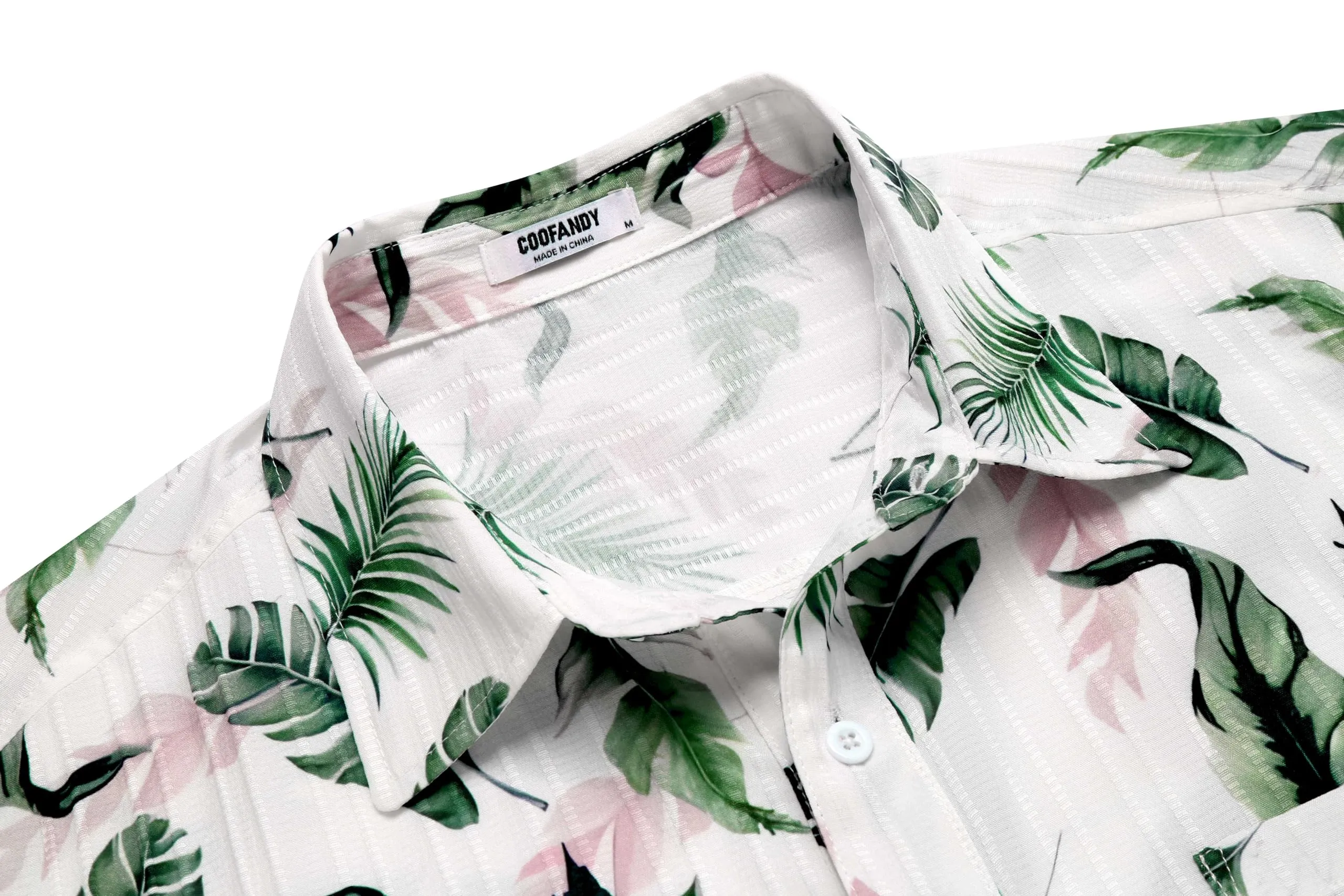 COOFANDY Men's Casual Button Down Shirts Short Sleeve Textured Summer Beach Shirt with Pocket