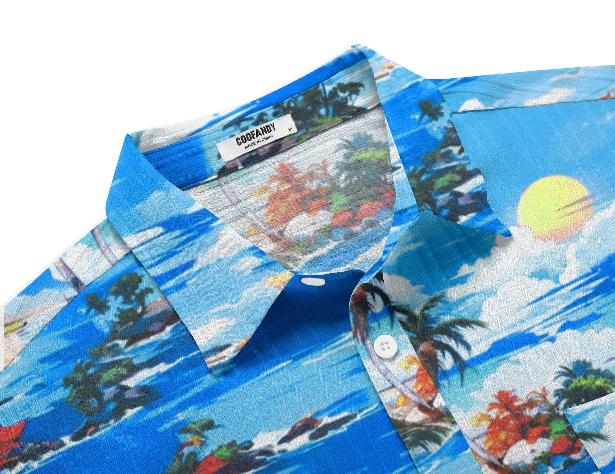 COOFANDY Men's Casual Button Down Shirts Short Sleeve Textured Summer Beach Shirt with Pocket