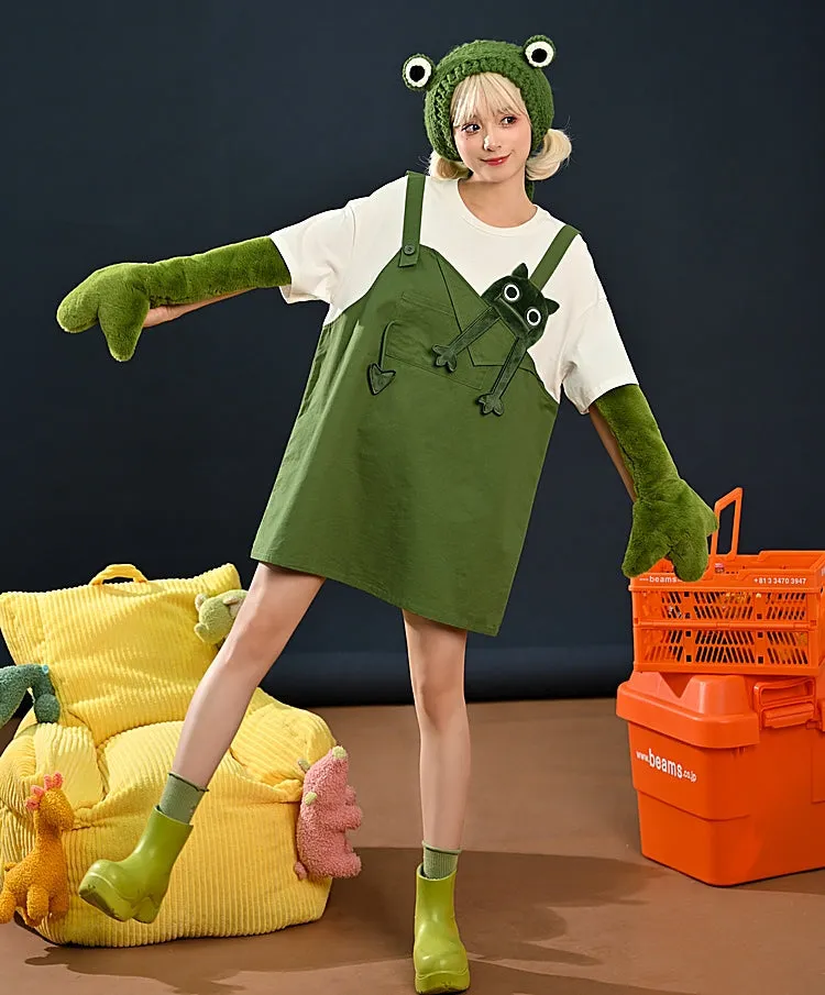 Cute Funny Green Kitten Fake Two T-shirts