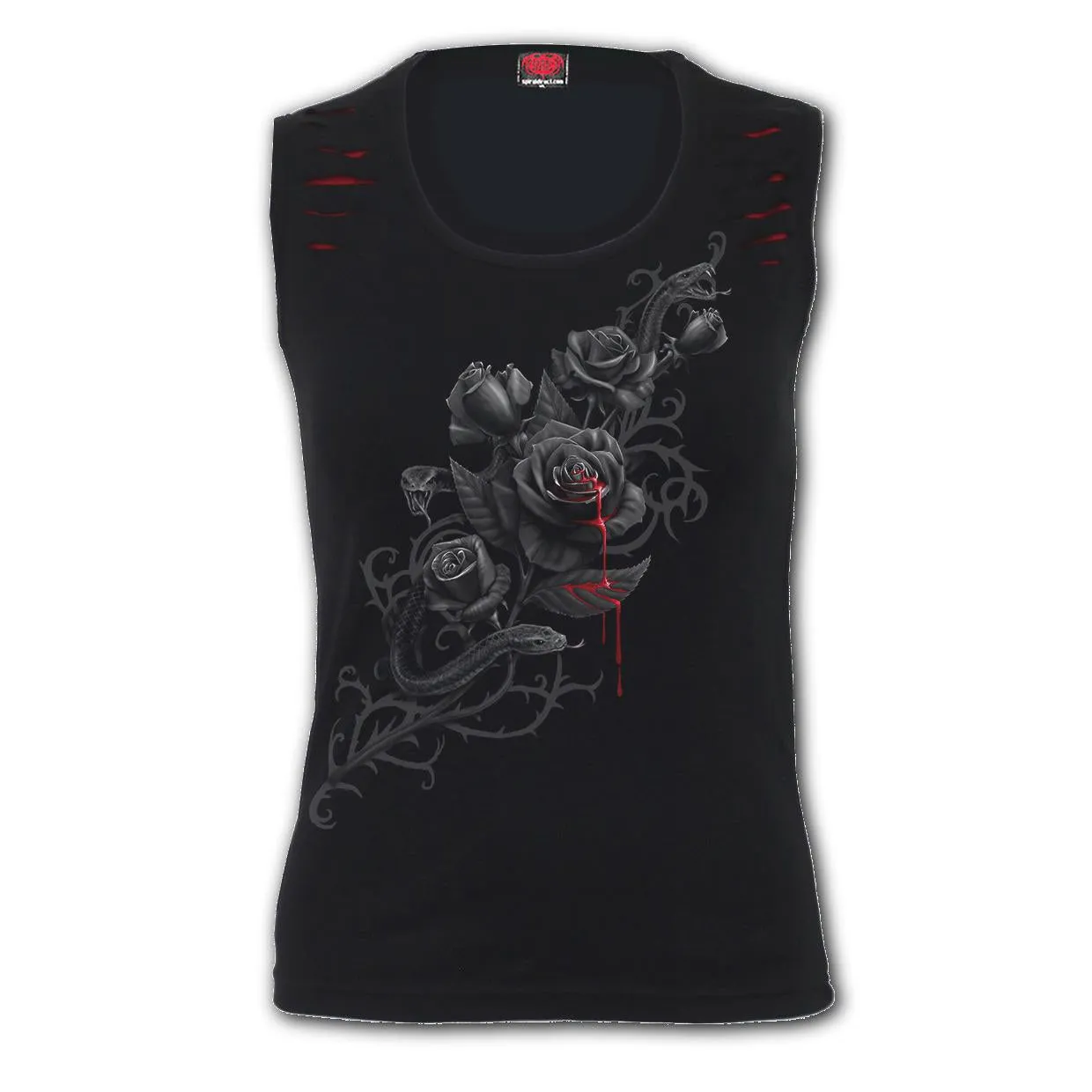 Fatal Attraction Red Ripped Sleeveless Womens Top