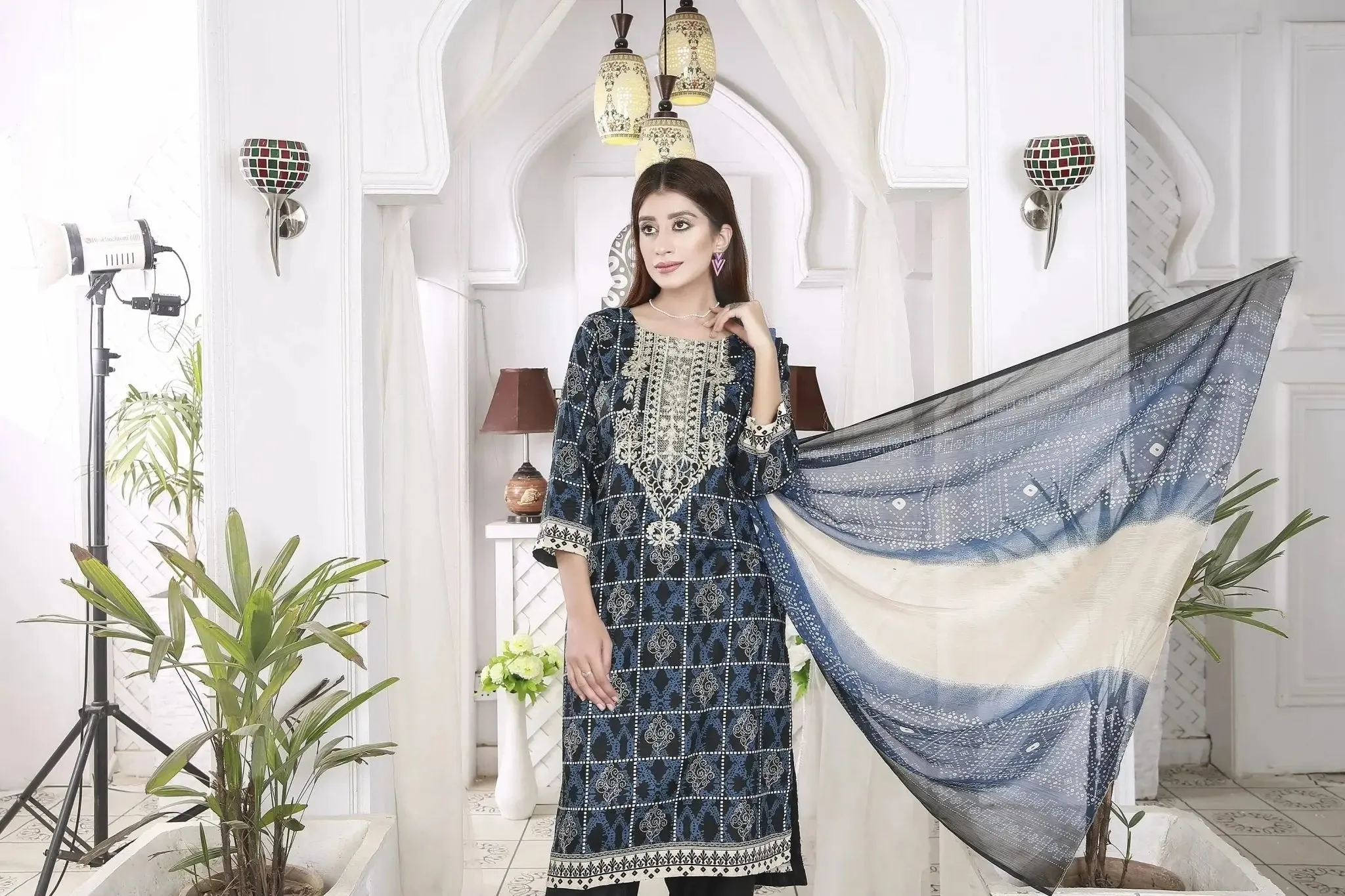 IshDeena Indian salwar kameez suit women ready to wear Pakistani cotton lawn embroidered