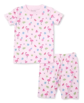 Kissy Kissy Girls Short Pajamas - Aloha Pink Flamingo Print