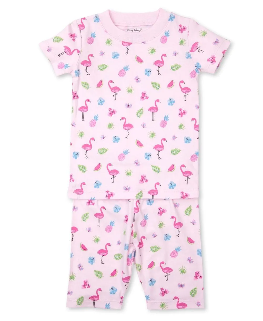 Kissy Kissy Girls Short Pajamas - Aloha Pink Flamingo Print