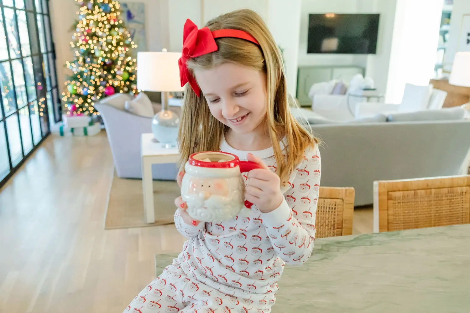 Lila & Hayes Girls Ava Pajamas Set - Red Hot Cocoa Santa