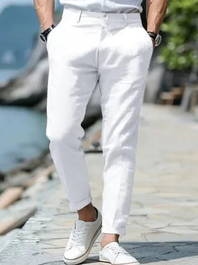 Linen Cropped Casual Pants