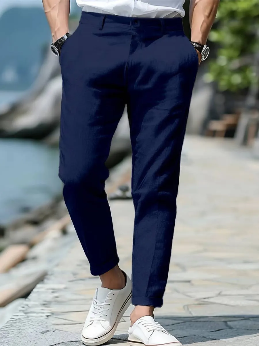 Linen Cropped Casual Pants