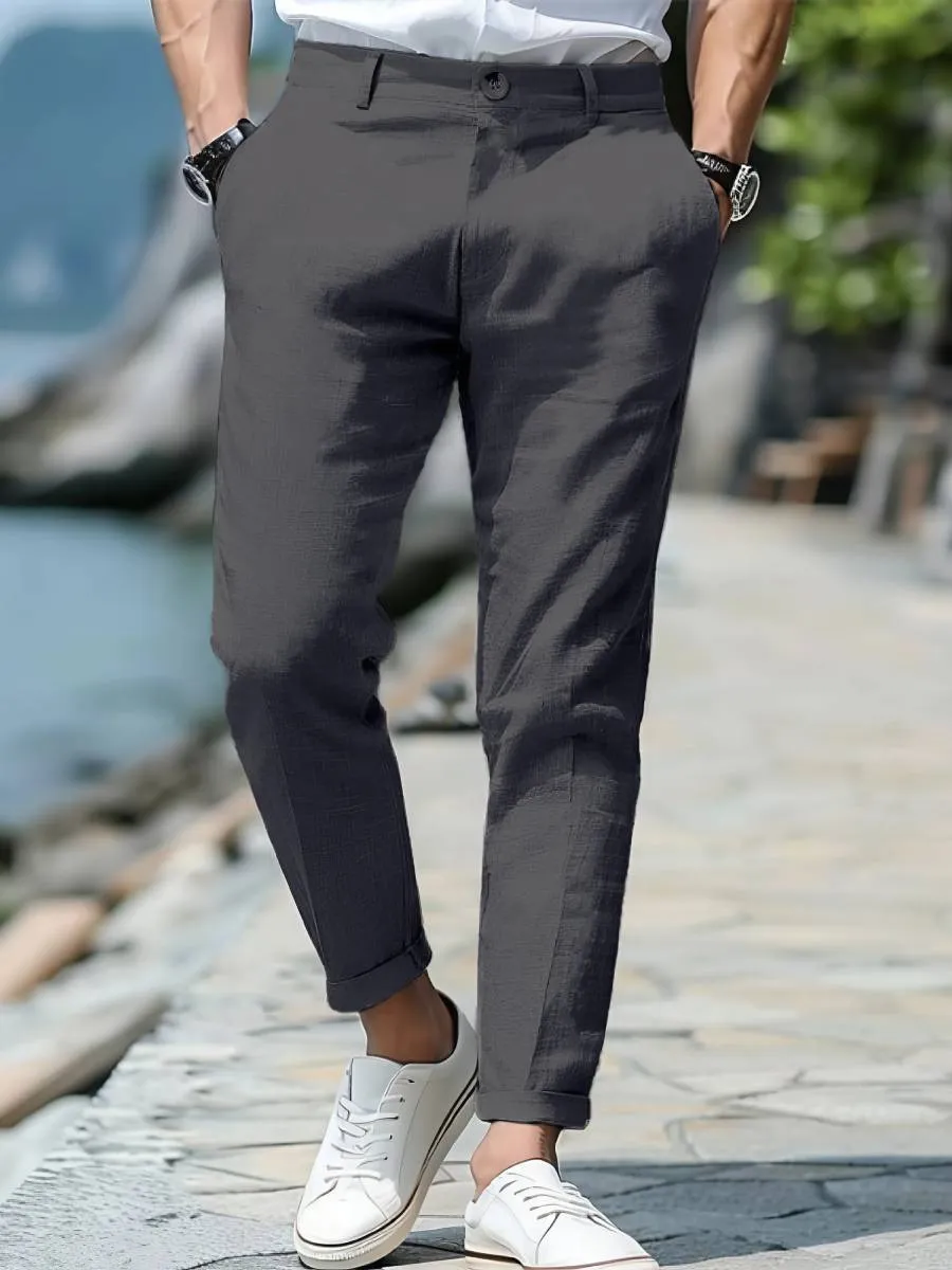 Linen Cropped Casual Pants