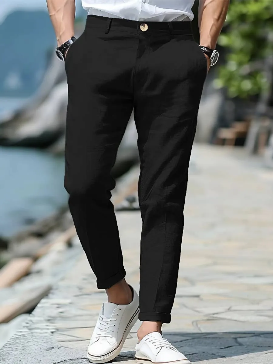 Linen Cropped Casual Pants