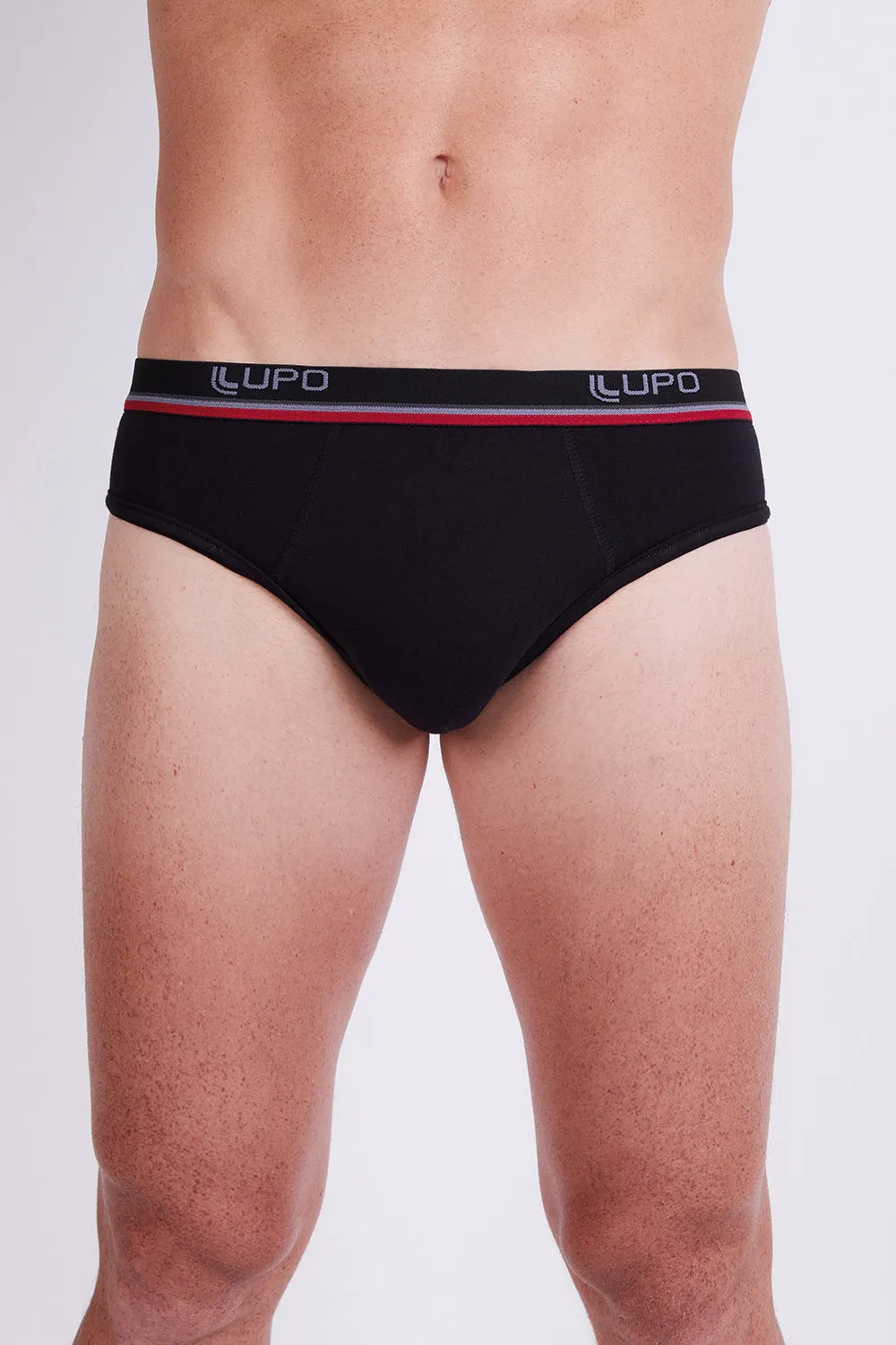 Lupo Men's Cotton Stretch 3 Pack Hip Slip Briefs
