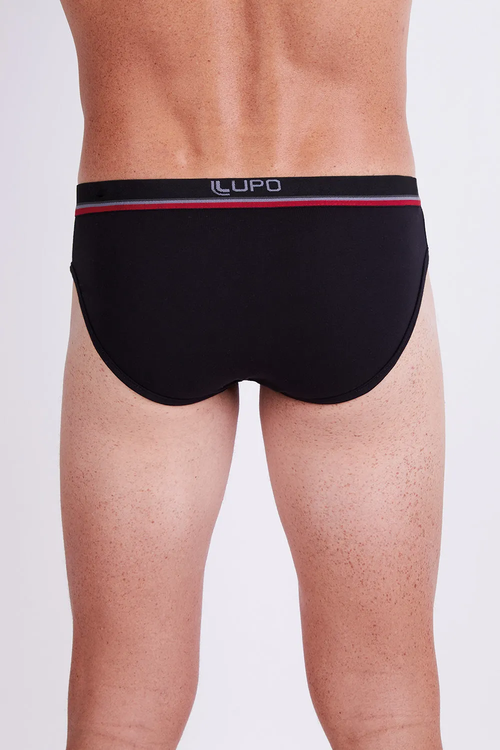 Lupo Men's Cotton Stretch 3 Pack Hip Slip Briefs