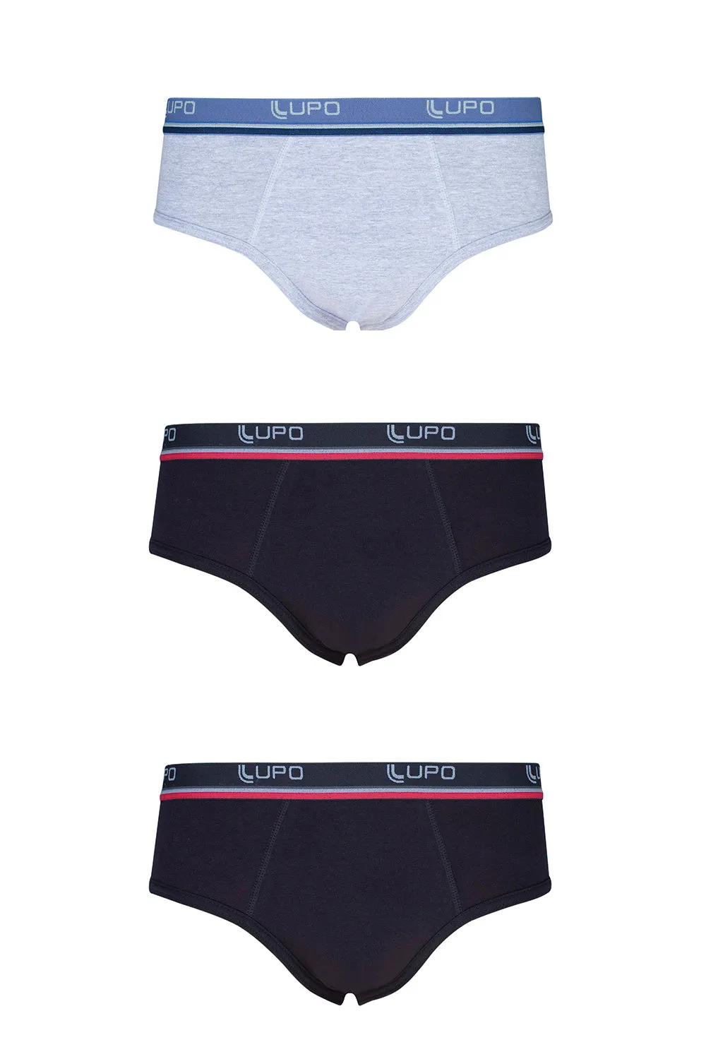 Lupo Men's Cotton Stretch 3 Pack Hip Slip Briefs