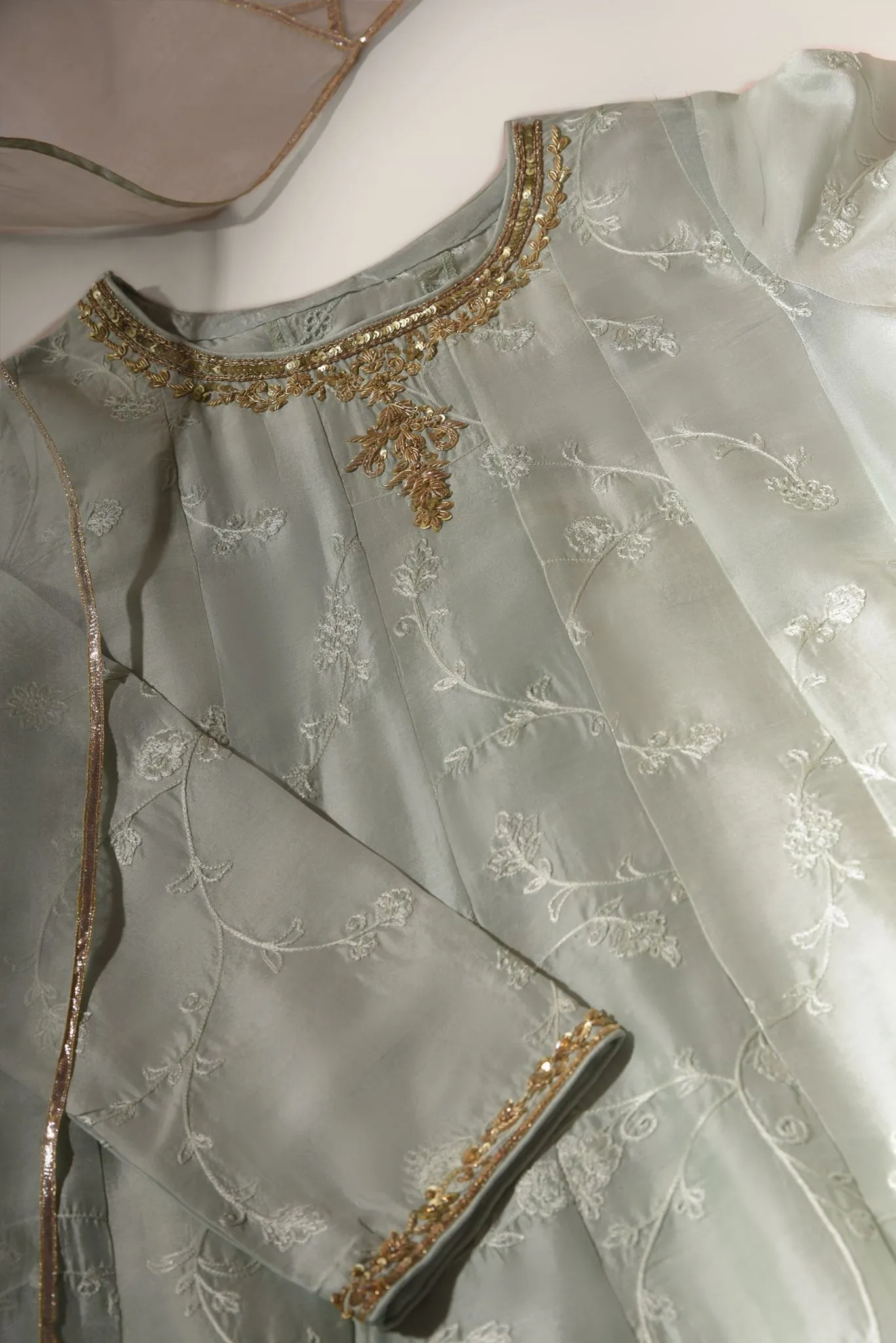 Mint Embroidered Kalidaar