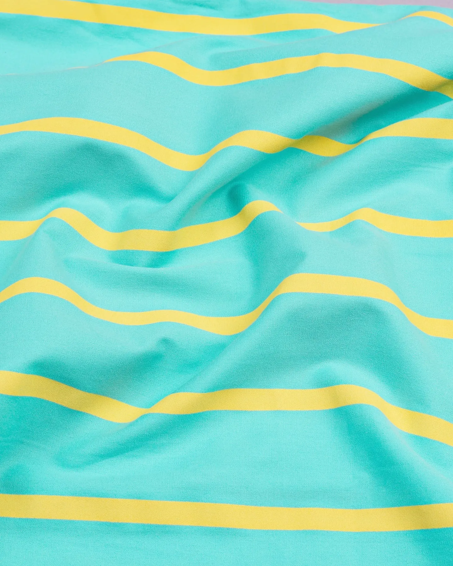 Munsell Blue With Yellow Poplin Broad Stripe Cotton Shirt