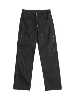 Sneakerhill Street Hip-Hop Structure Zipper Design Washed Jeans