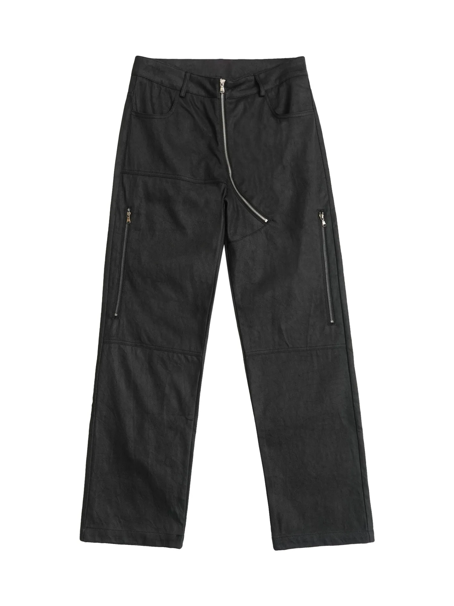 Sneakerhill Street Hip-Hop Structure Zipper Design Washed Jeans