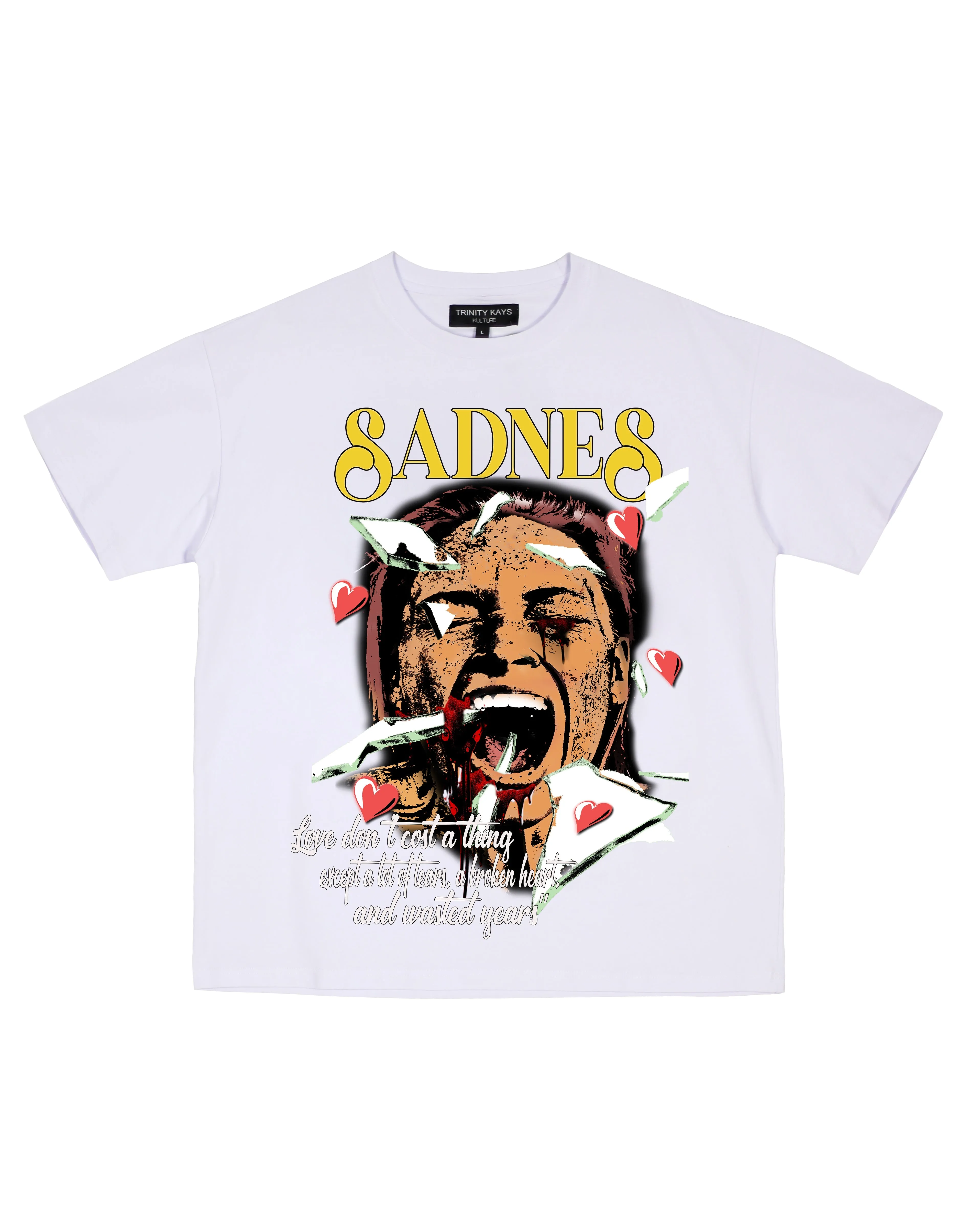 Trinity Kays Kulture Sadness Graphic T shirt in White