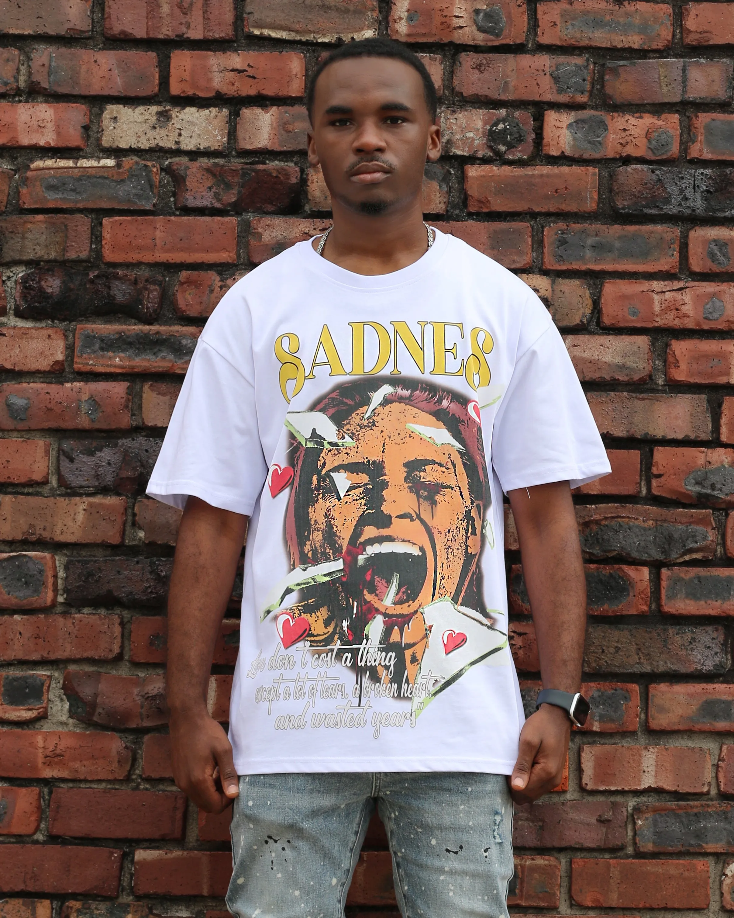 Trinity Kays Kulture Sadness Graphic T shirt in White