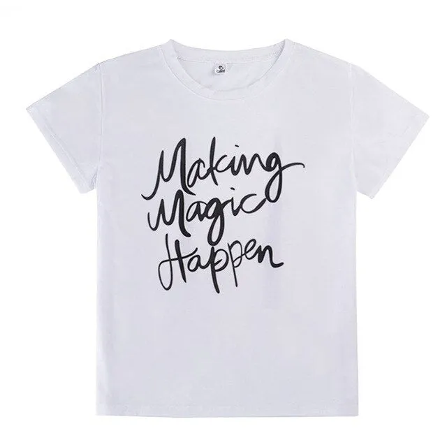 Women T-shirt Printed Magic Letters Fashion Loose Tee Shirt